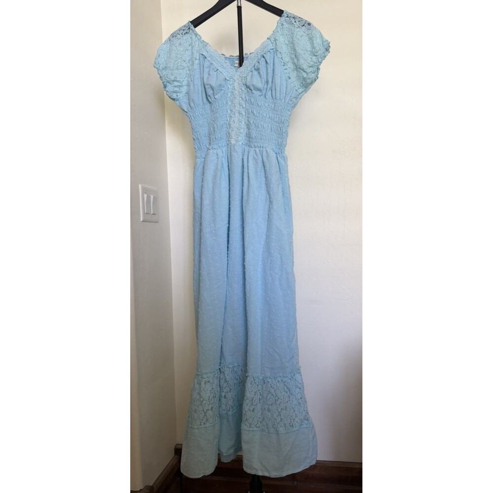 Anna-Kaci XL Renaissance Boho Lace Maxi Dress Cottagecore Milkmaid Swiss Dot